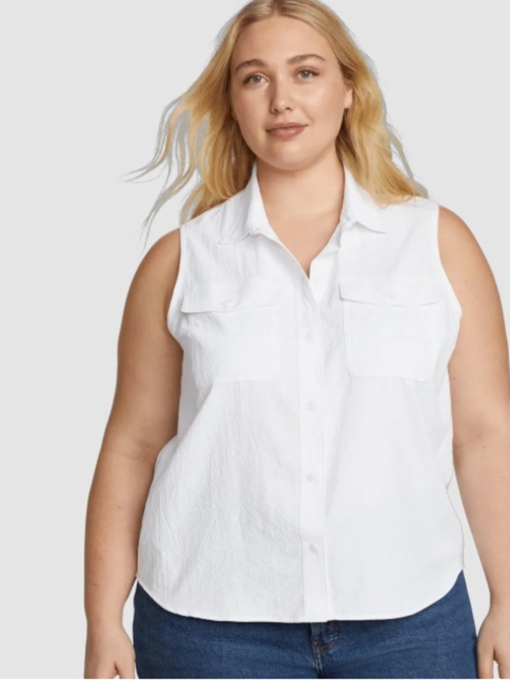 Eddie Bauer Women’s Sleeveless White Boulder Trail Shirt NWT Tall 2XL